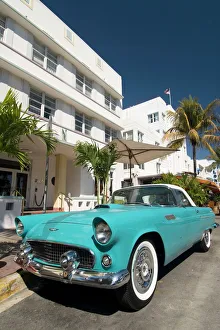 Classic antique Thunderbird, Art Deco District, South Beach, Miami, Florida
