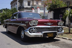 Automobile Prints: Classic Chevrolet Impala saloon car, Vedado, Havana, Cuba, West Indies, Central America