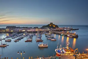 A classic dusk view of a north Devon fishing harbour at Ilfracombe