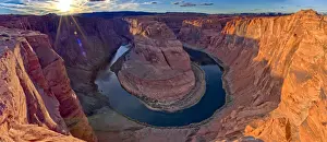 Glen Canyon Prints: Classic view of Horseshoe Bend before sundown in the Glen Canyon Recreation Area near