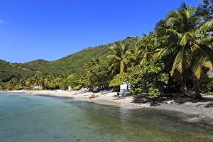 Jost Van Dyke Prints: Clear water, beach, boats and palms