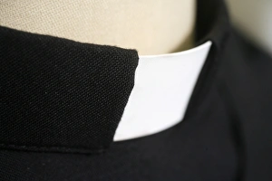 Uniform Prints: Clergymans collar, Irigny, Rhones-Alpes, France, Europe