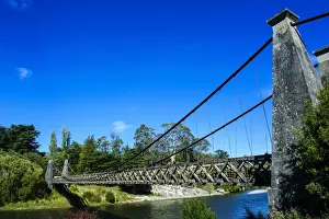 New Zealand Culture Prints: Clifden Suspension Bridge, road from Invercargill to Te Anau