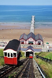 North Yorkshire Collection: Cliff Tramway and the Pier at Saltburn by the Sea, Redcar and Cleveland, North Yorkshire