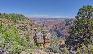 Hiking Trails Prints: Cliff views from the edge of Naji Point on the North Rim of Grand Canyon National Park