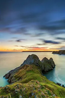 Wales Prints: Three Cliffs Bay, Gower Peninsula, Swansea, Wales, United Kingdom, Europe