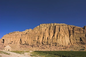 Cliffs with empty niches where the famous carved Buddhas once stood, destroyed by the Taliban in 2001, Bamiyan, UNESCO World Heritage Site, Bamiyan province