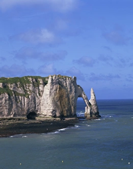 Etretat Prints: Cliffs and rock arch, known as the Falaises, on the coast near Etretat