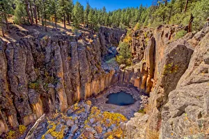 Typically American Prints: Cliffs of Sycamore Falls with dry inactive waterfalls, Kaibab National Forest near
