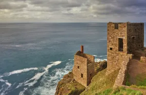 Industrial Prints: The cliffshide ruins of the engine house of Botallack tin mine