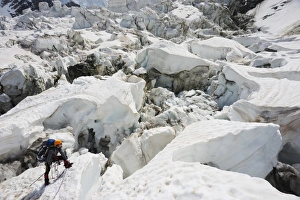 Climber Prints: Climber on Bosson Glacier, Chamonix Valley, Rhone Alps, Haute Savoie, France, Europe