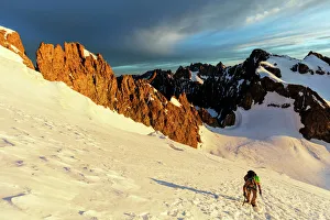 Traditionally French Prints: Climber on a glacier, Barre des Ecrins, Ecrins National Park, French Dauphine Alps