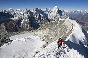 One Man Only Prints: Climber on summit ridge of Island Peak