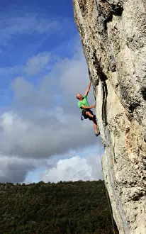 Strength Prints: A climber tackles a very difficult rock climb in the Gorge d Aveyron, near St