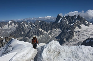 Risk Prints: Climbers approaching the Tunnel to the Aiguile du Midi, 3842m, Graian Alps, Chamonix