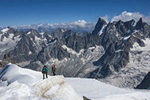 Climbers approaching the Tunnel to the Aiguile du Midi, 3842m, Graian Alps, Chamonix