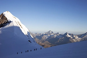 Images Dated 13th August 2009: Climbers ascending Monte Rosa, Italian Alps, Piedmont, Italy, Europe