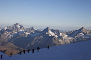 Images Dated 13th August 2009: Climbers ascending Monte Rosa, Italian Alps, Piedmont, Italy, Europe