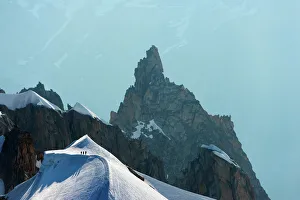 Descending Prints: Climbers descending from Aiguille du Midi, Chamonix, Rhone Alpes, Haute Savoie, France