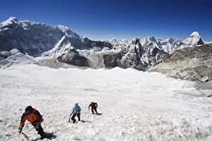 Images Dated 11th April 2010: Climbers on an ice wall, Island Peak 6189m, Solu Khumbu Everest Region