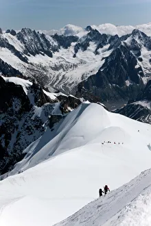 Climbing Prints: Climbers on Mont Blanc, Aiguille du Midi, Mont Blanc Massif, Haute Savoie