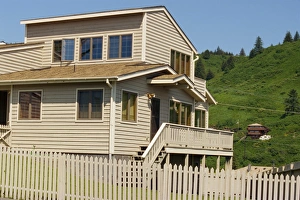 Weather Board Prints: Clinker board house at Kodiak on Kodiak Island