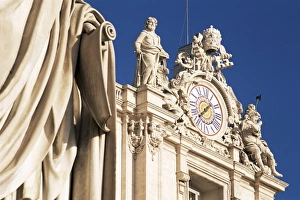 Piazza San Pietro Prints: Clock adorning facade of St