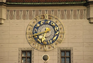 Munchen Prints: Clock, Old City Hall tower, Munich, Bavaria, Germany, Europe