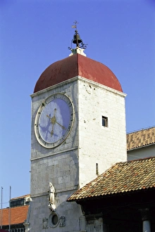 Trogir Prints: The clock tower on the 15th century Town Hall, Trogir, UNESCO World Heritage Site