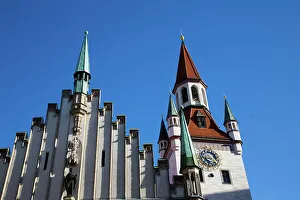 Old Towns Prints: Clock Tower, Altes Rathaus (Old Town Hall), Old Town, Munich, Bavaria, Germany, Europe