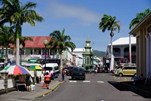 Clock Tower in the centre of capital, Piccadilly Circus, Basseterre, St. Kitts, St