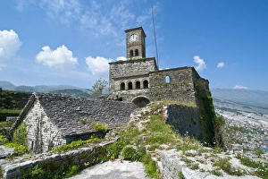 Images Dated 21st April 2008: Clock tower in the citadel of Gjirokaster, UNESCO World Heritage Site, Albania, Europe