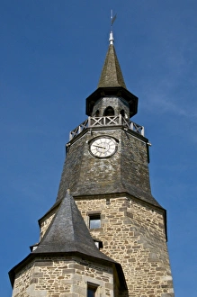 Clock Towers Prints: Clock Tower, clock bought in 1498 by the town, Dinan, Brittany, France, Europe