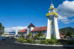 Clock Towers Prints: Clock tower in downtown Apia, Upolu, Samoa, South Pacific, Pacific