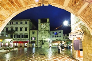 Montenegro Prints: Clock tower, Kotor, UNESCO World Heritage Site, Montenegro, Europe
