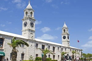 Bermudan Prints: Clock Tower (mall) at the Royal Naval Dockyard, Bermuda, Central America