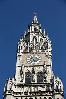 Old Towns Prints: Clock Tower, New Town Hall, Marienplatz (Plaza) (Square)