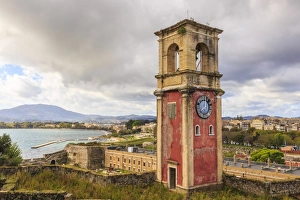 Forts Prints: Clock Tower, Old Fortress and Old Town, Corfu Town, UNESCO World Heritage Site, Corfu