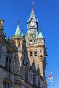 Center Prints: Clock Tower rises above Dunfermline City Chambers in Fife