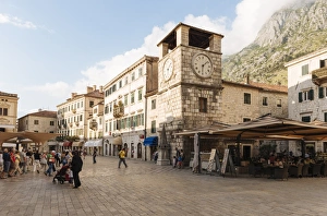 Clock Tower Prints: Clock Tower, Stari Grad (Old Town) of Kotor, Bay of Kotor, Montenegro, Europe