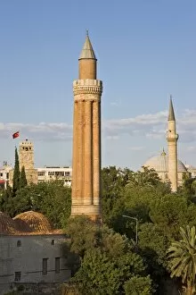 Clocktower (Saat Kulesi), Yivli Minare (Grooved Minaret) and Tekeli Memet Pasa Mosque in the historic district of