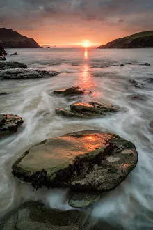 Cloger Bay at sunset, Dingle Peninsula, County Kerry, Munster, Republic of Ireland