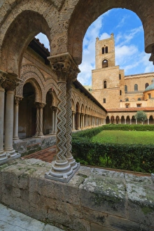 Cloister Prints: Cloister, Cathedral of Monreale, Monreale, Palermo, Sicily, Italy, Europe