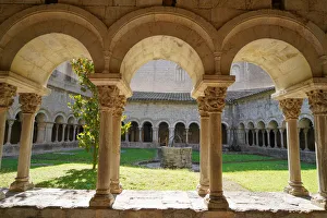 Cloister Prints: The cloister of the Cathedral of Saint Mary of Girona, Girona, Catalonia, Spain, Europe