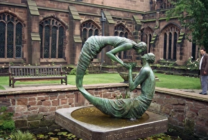 Chester Prints: Cloister garden, Chester Cathedral, Cheshire, England, United Kingdom, Europe