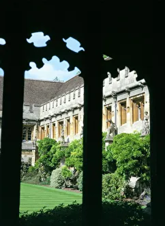 College Prints: Cloister Quadrangle detail, Magdalen College, Oxford, Oxfordshire, England