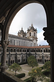 Courtyards Prints: The cloisters and courtyard of Alcobaca Monastery, UNESCO World Heritage Site