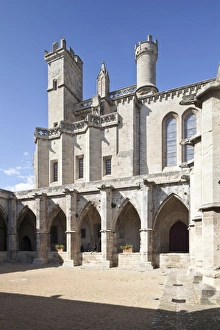 Beziers Prints: The cloisters inside Beziers Cathedral, Beziers, Languedoc-Roussillon, France, Europe