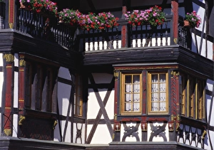 Window Box Prints: Close up of a Building in the Alsace, France