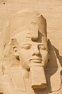 Images Dated 20th December 2008: Close up of the head of a giant statue of the great pharaoh Rameses II outside the relocated Temple Rameses II at Abu Simbel